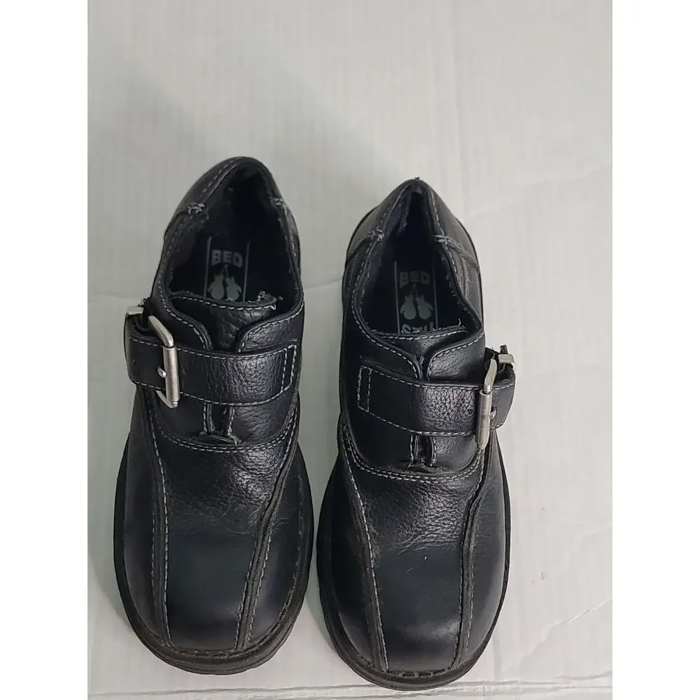 Bed Stu Black Leather Monk Buckle Strap Chunky Shoe Mens US8 EU41 Grunge Punk